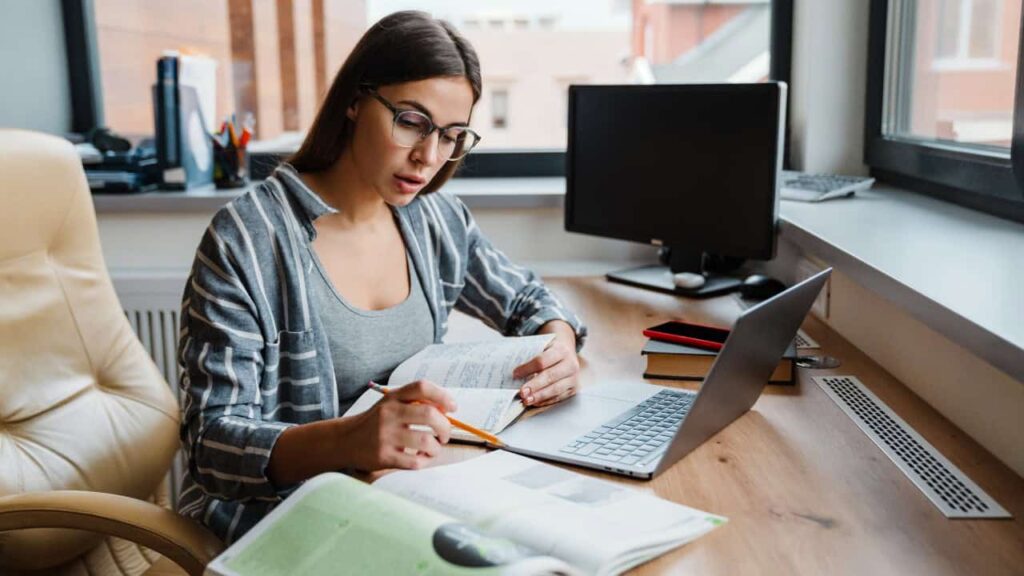 Girl Studying for SIE exam